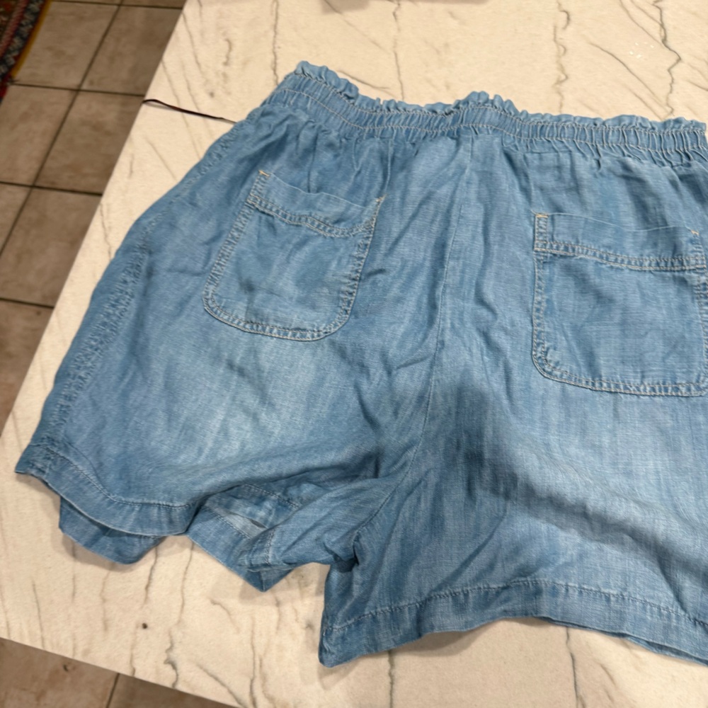 Knox Rose 100% Rayon Chambray Blue Pleated Waist Tie Chino Shorts Women XL - Picture 9 of 10